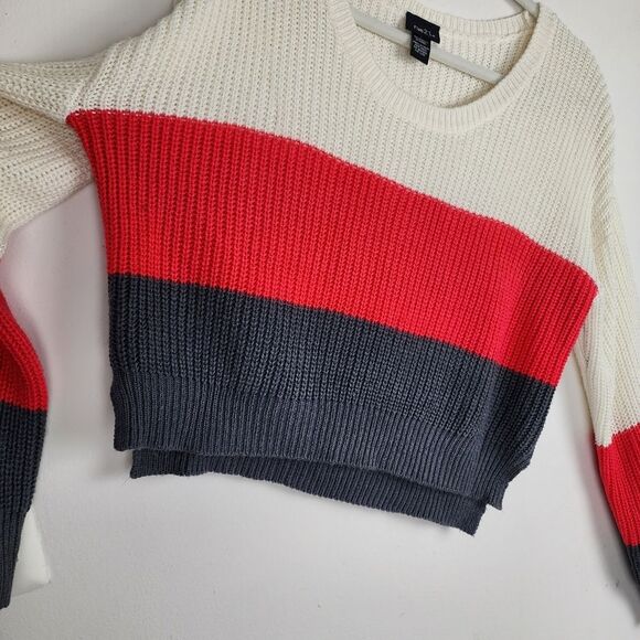 Rue 21 Ribbed Crop Sweater Top Tricolor Size L juniors - Picture 9 of 11